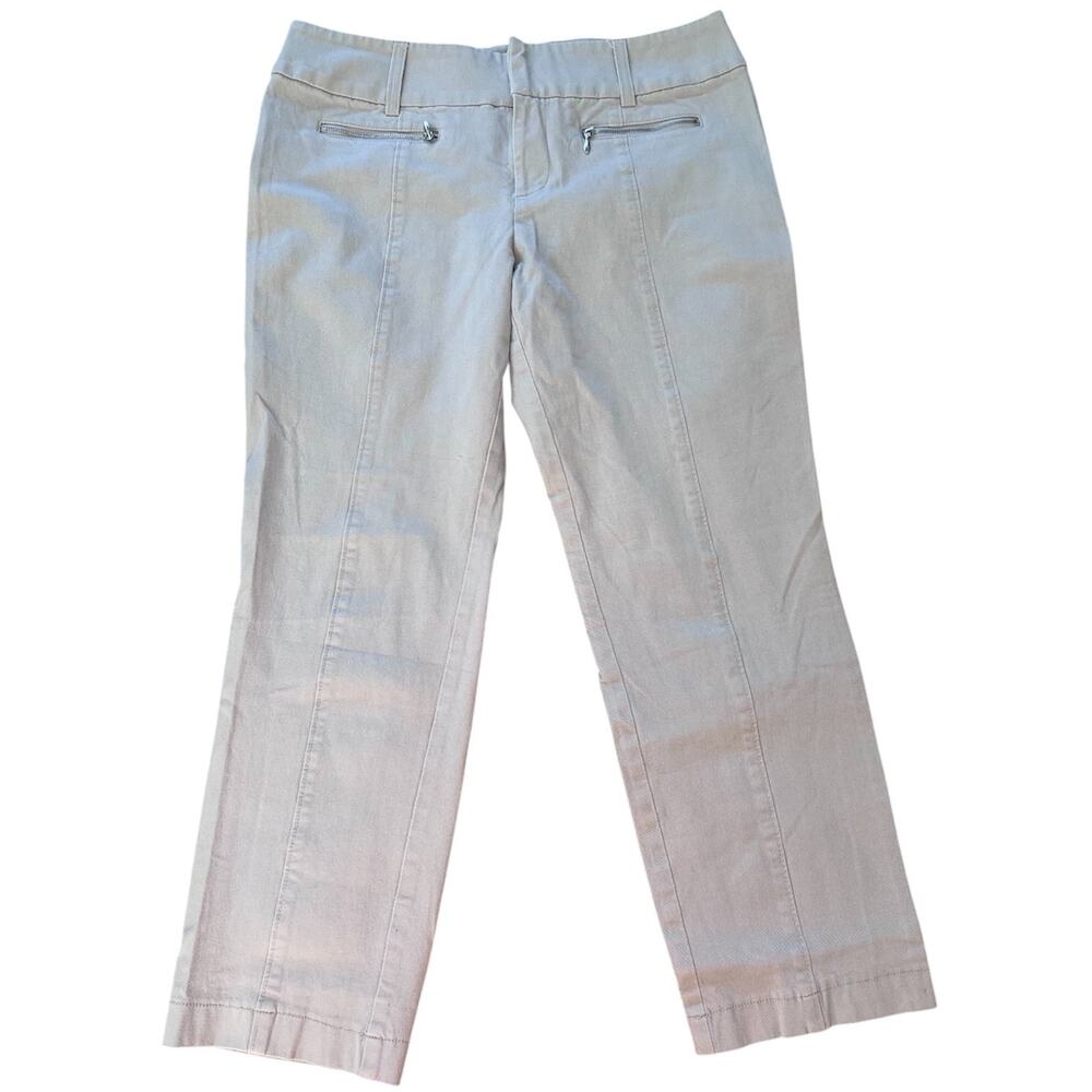 INC International Concepts Beige Straight Leg Trousers Zipper Pocket 10 Casual